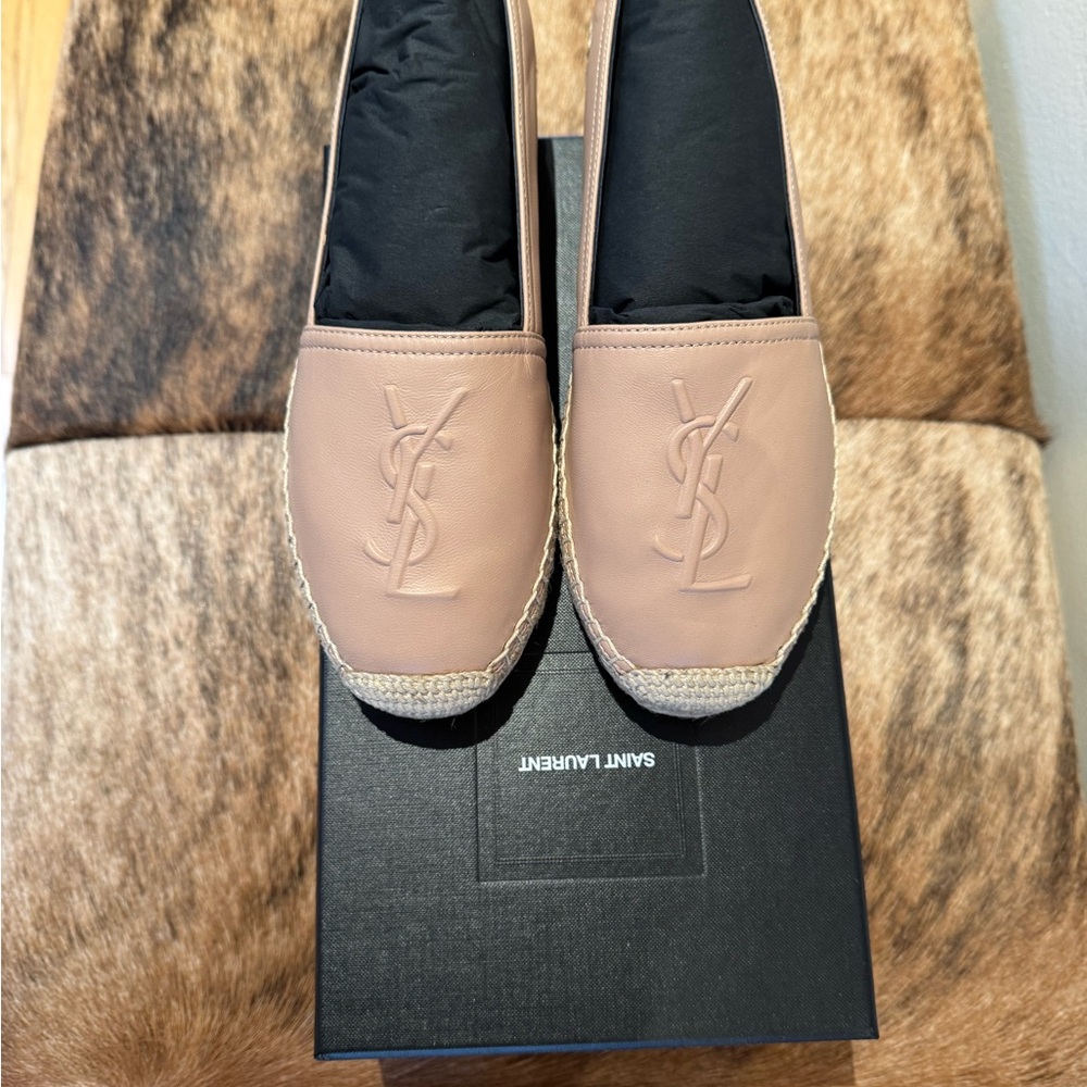 Saint Laurent Nude Leather Espadrilles